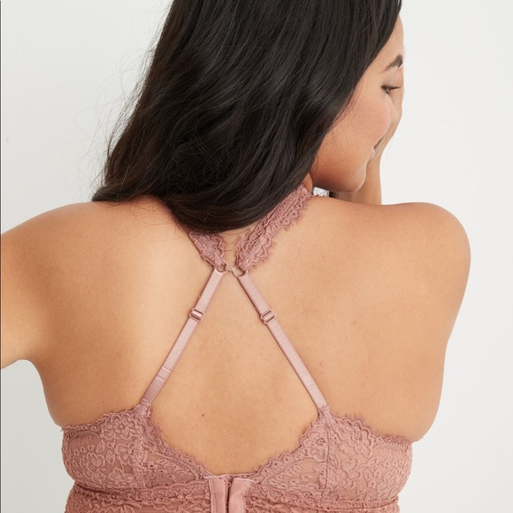 AERIE Eyelash Lace Padded Plunge Bralette - Size XS, 30A, 32A, 32B - Picture 5 of 9
